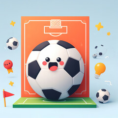 soccer decoration poster in paper cute style, generative AI