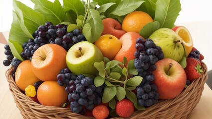 Naklejka na ściany i meble fresh fruits in basket