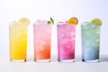 Pastel Drinks on White Background
