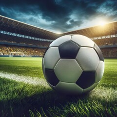 Fototapeta premium Images of football such as a ball, blocking a goal stadium and football and everything related to the sport of football