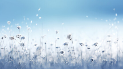 Bokeh Style: Snowy Field and Delicate Flowers