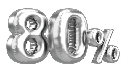 Obraz premium Eighty percent. 80% balloon text. 3D illustration.