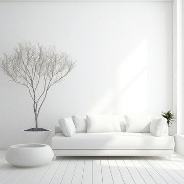 All white furniture on a white background, modern home decore