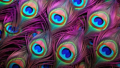 A vivid peacock feather pattern, perfect for textile design and creating exotic backgrounds.