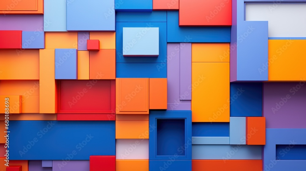 Aufkleber a close up of a multicolored wall with squares and rectangles in the center of the wall and the bott