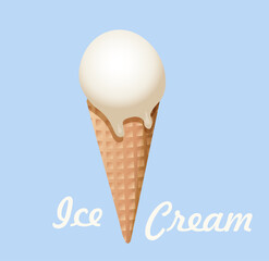 Ice -cream, sundae, vanilla ice cream cone, sweet food, white, package design element 