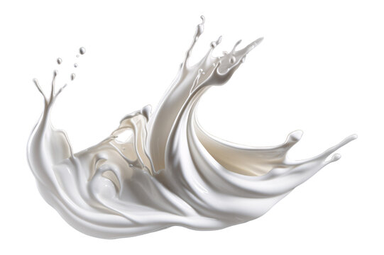 twisted milk splash isolated on a transparent background, creamy Yogurt or white paint wave swirl splashing clipart PNG, liquid splash	