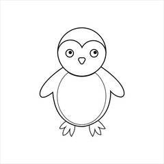 penguin in doodle simple style on white background