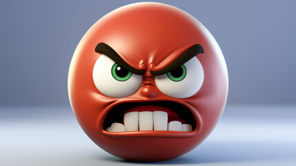 Angry Face Emoji. A red face with a frowning mouth and eyes and eyebrows scrunched downward in anger