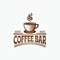 coffee bar, coffee shop badge, stamp, label logo design template