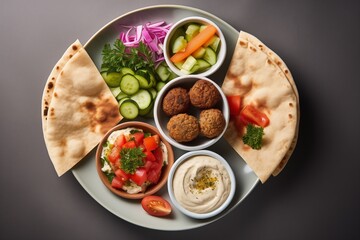 Fototapeta na wymiar An Enticing Middle Eastern Spread of Shawarma and Falafel