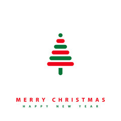 Merry Christmas, Happy new year card with simple digital tree