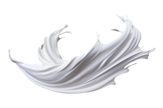 twisted milk splash isolated on a transparent background, creamy Yogurt or white paint wave swirl splashing clipart PNG, liquid splash	