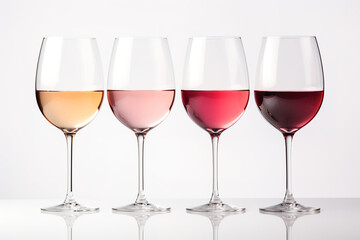 Glasses of Wine on a White Background