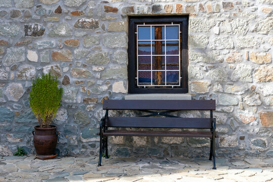Still life with window and bench