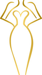 Golden women dress beauty fashion shop logo design