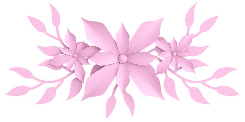3D paper flower. Pastel flower. 3D illustration.