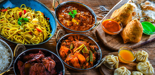 Composition with indian dishes. - obrazy, fototapety, plakaty