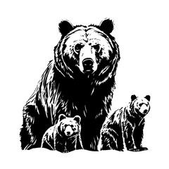 Heartwarming Grizzly Bear Family Vector Illustration