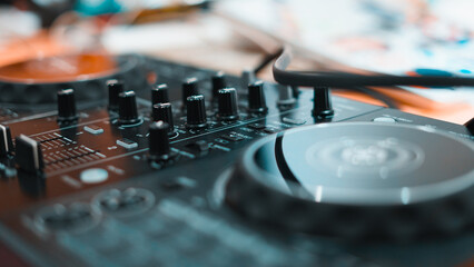 Professional DJ Mixer Close-Up