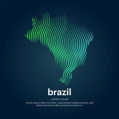 simple logo map of brazil Illustration in a linear style. Abstract line art brazil map Logotype concept icon. Vector logo brazil color silhouette on a dark background. EPS 10