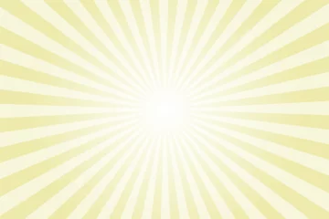 Poster Sun ray vector background. Yellow sunburst illustration. Sun ray vector background. Pale Goldenrod radial beam sunrise or sunset light retro sunburst glowing background. © cnh