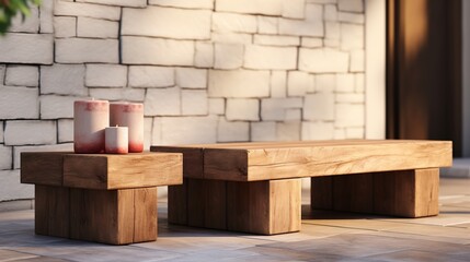 Outdoor Bench in Natural Woods