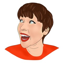 Young woman with a pleasant smile, fictional female character. Color illustration for design