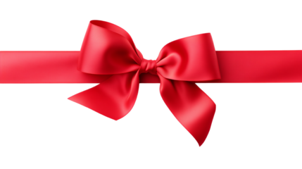 Red satin ribbon with a bow tie isolated