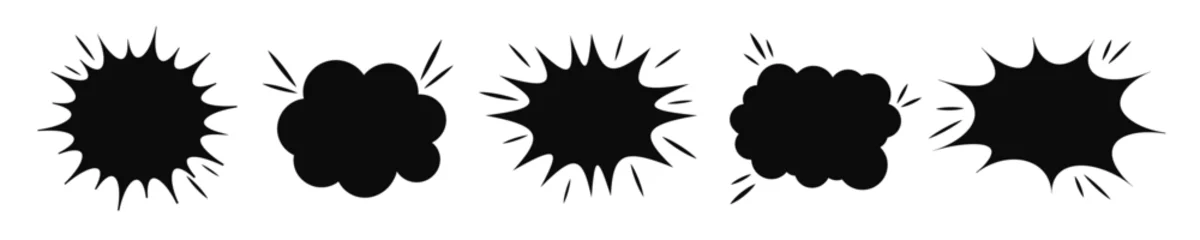 Foto op Plexiglas Comic explosion bang black silhouette vector effect. Slap burst boom shape. Burst flash explosion quote element © Богдан Скрипник