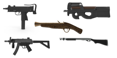 guns on transparent background