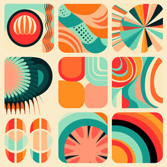 retro-inspired patterns and textures reminiscent of the 1960s and 1970s created with Generative Ai