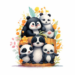 Fototapeta premium adorable and highly detailed illustrations of cute animals created with Generative Ai