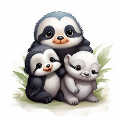 Obraz premium adorable and highly detailed illustrations of cute animals created with Generative Ai