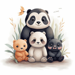 Obraz premium adorable and highly detailed illustrations of cute animals created with Generative Ai