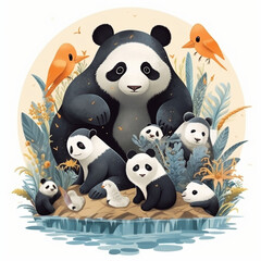 Fototapeta premium adorable and highly detailed illustrations of cute animals created with Generative Ai