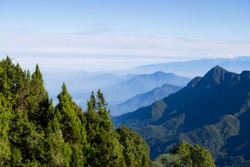 Beautiful mountain range over the sunny day