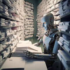 Artificial intelligence working with document folder Robot