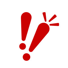 Exclamation mark. Red vector warn sign. Caution or attention icon. Exclamation danger sign.