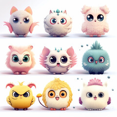 Obraz premium irresistibly cute characters with big eyes, pastel colors, and endearing expressions created with Generative Ai