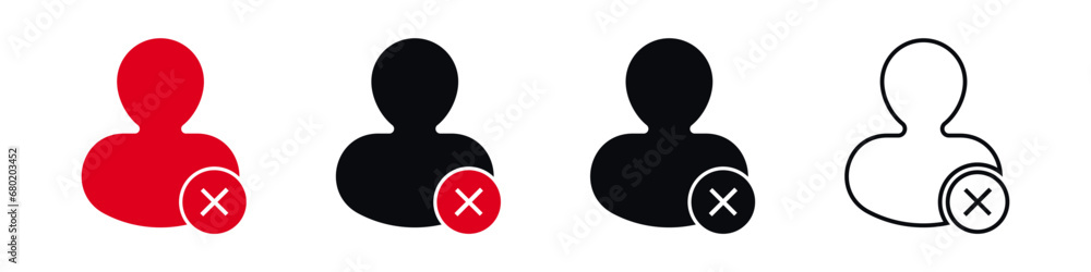 Poster user ban account icon. deleted or blocked web profile interface with vector offline warning