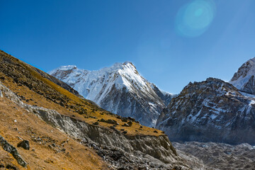 Beautiful Himalaya Views on the way to Pangpema during Kanchenjunga North Base Camp Trek in Nepal