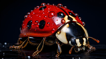 ladybug on a black background