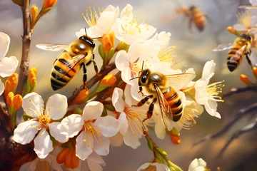 Fototapete Rund bee on a flower © Artworld AI