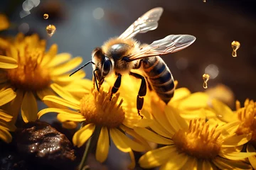 Papier Peint photo Lavable Abeille bee on flower