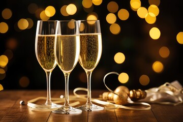 New Year's Cheers: Midnight Toast with Sparkling Lights, generative AI