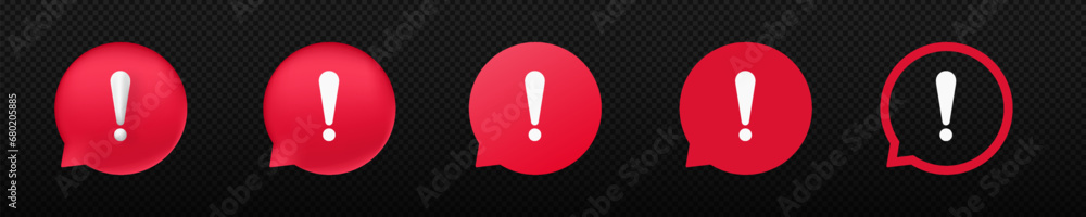 Poster exclamation point red alert bubble. communication risk and danger warning with warning vector attent