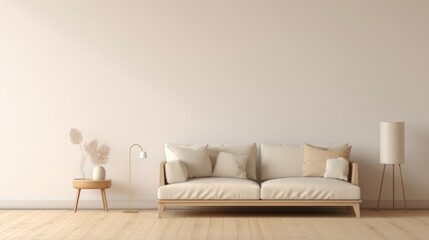 Morning-Lit Minimalist Living Room with Neutral-Toned Sofa