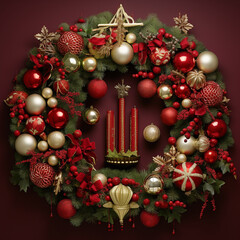 holiday decorations with intricate ornaments, wreaths, and holiday-themed elements created with Generative Ai
