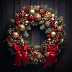 holiday decorations with intricate ornaments, wreaths, and holiday-themed elements created with Generative Ai